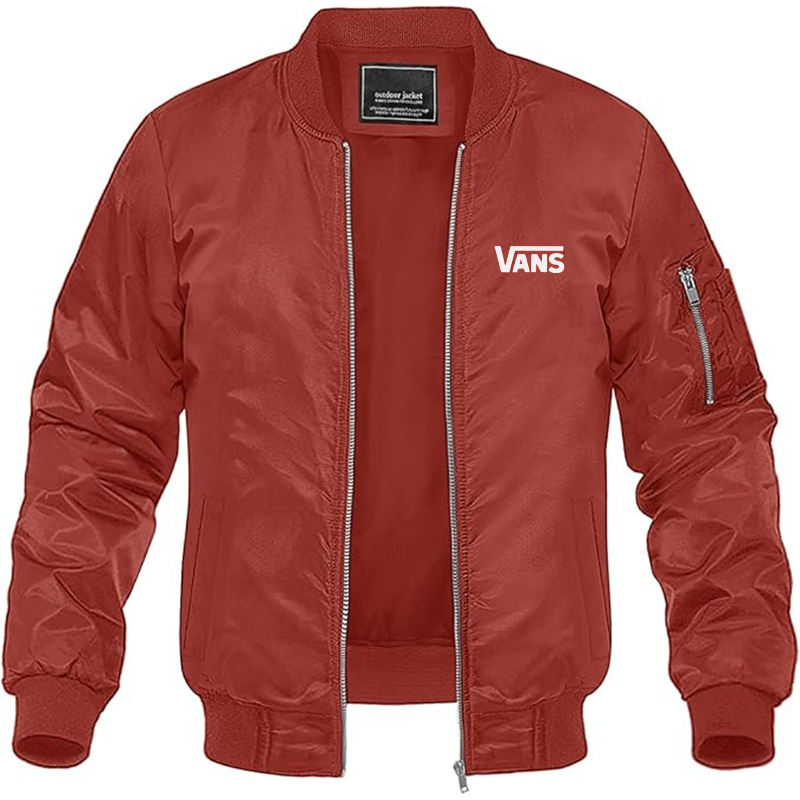 Men's Vans Logo Lightweight Bomber Jacket Windbreaker Softshell Varsity Jacket Coat