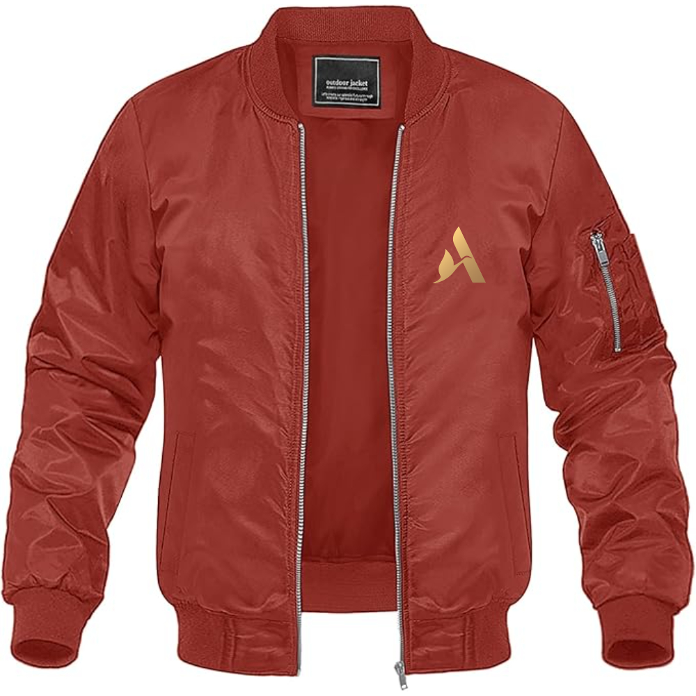 Men's Accor Golden Logo Lightweight Bomber Jacket Windbreaker Softshell Varsity Jacket Coat