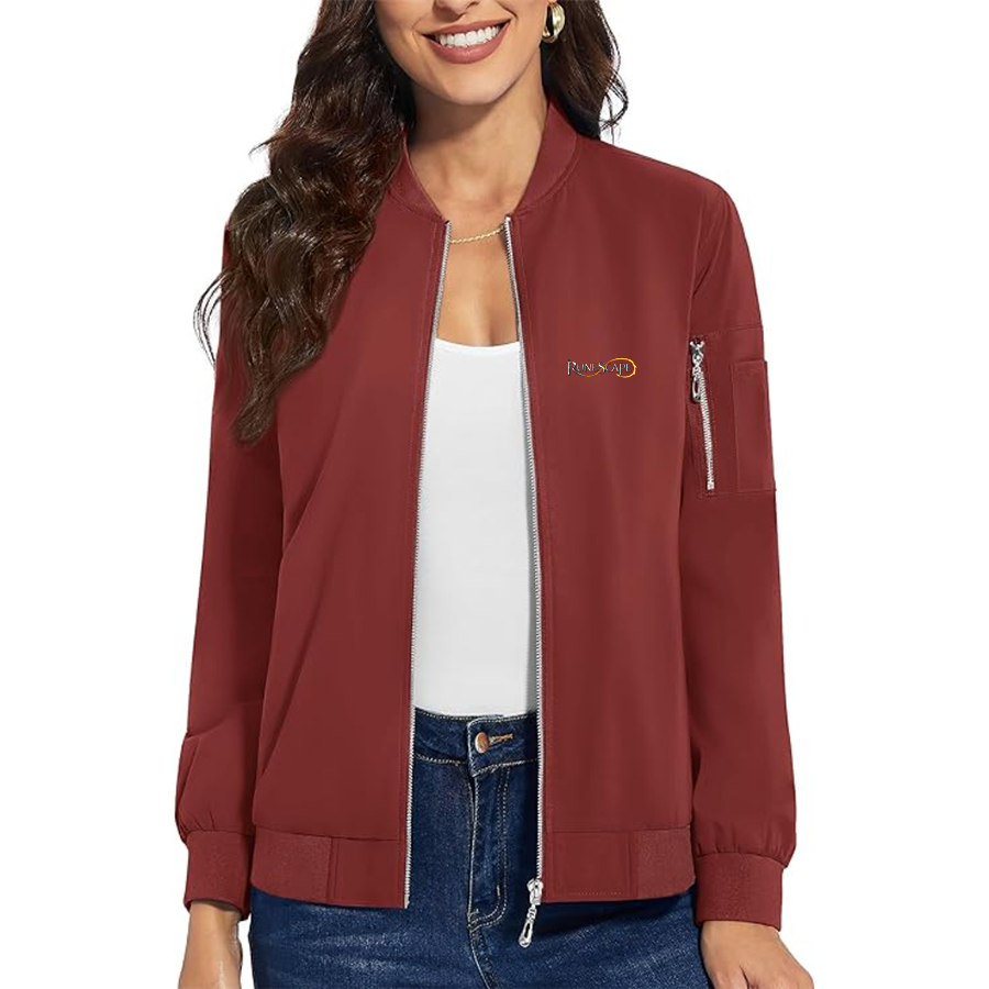 Women's Runescape Logo  Premium Bomber Jacket with Polished Detailing and Functional Sleeve Pocket Modern Luxury Outerwear