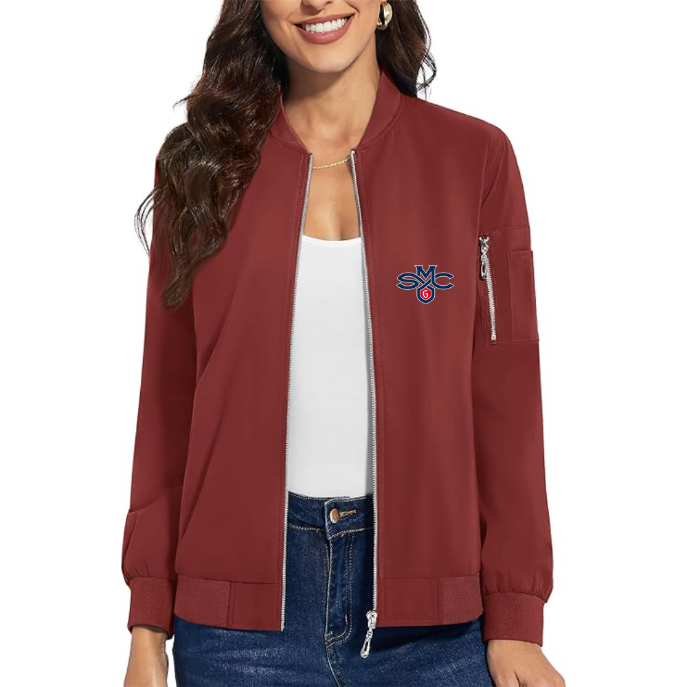 Women's Saint Marys Gaels Logo Premium Bomber Jacket with Polished Detailing and Functional Sleeve Pocket Modern Luxury Outerwear