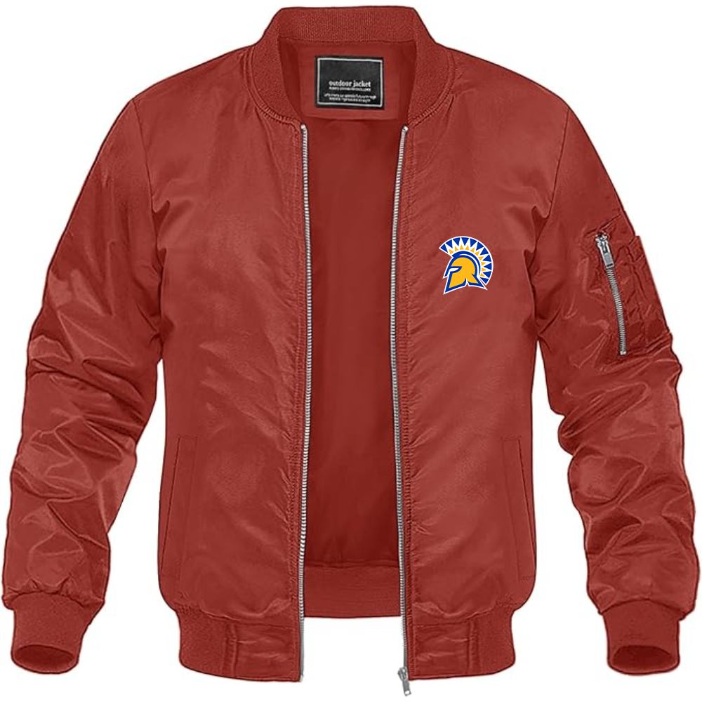 Men's San Jose State Spartans Logo Lightweight Bomber Jacket Windbreaker Softshell Varsity Jacket Coat