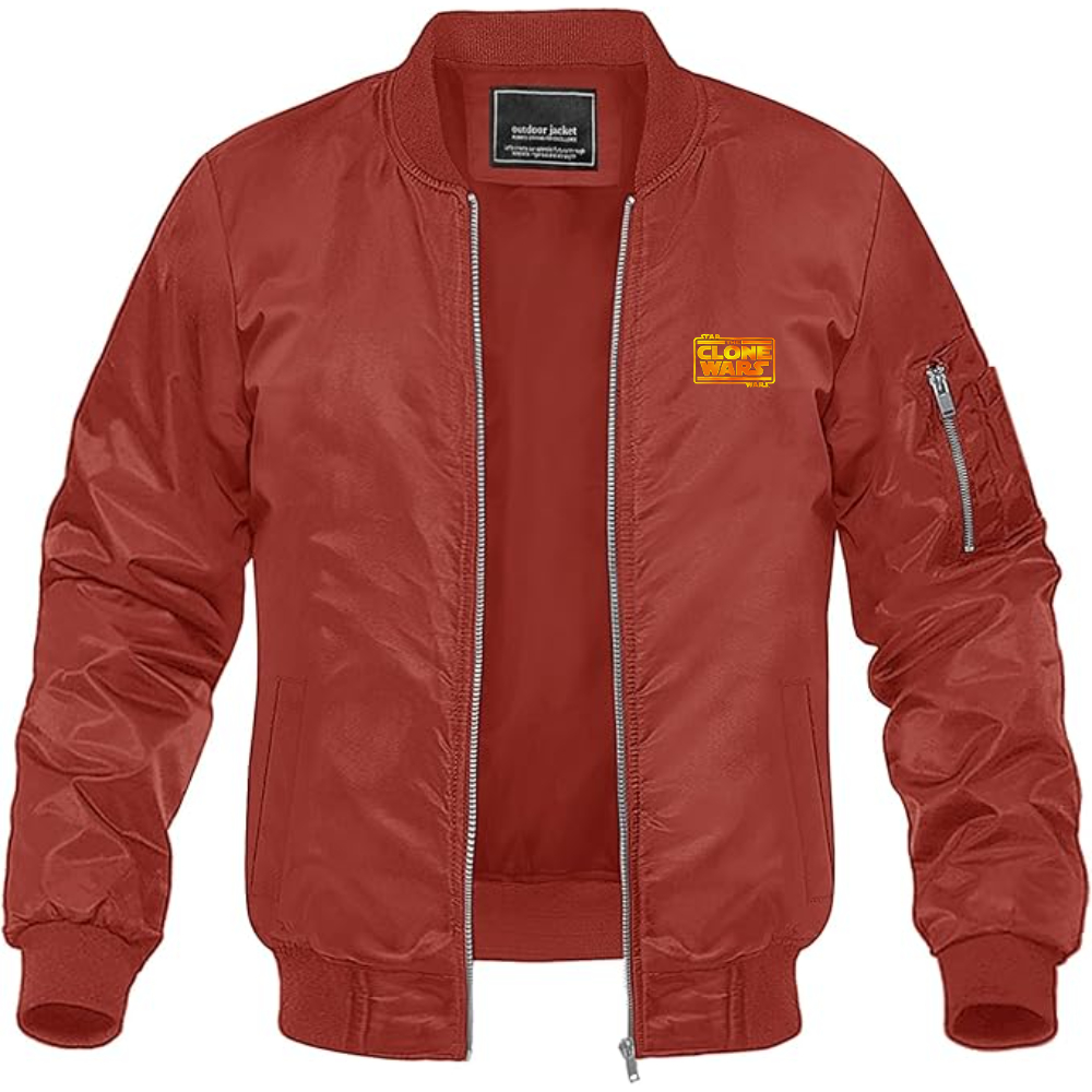 Men's The Clone wars Logo Lightweight Bomber Jacket Windbreaker Softshell Varsity Jacket Coat