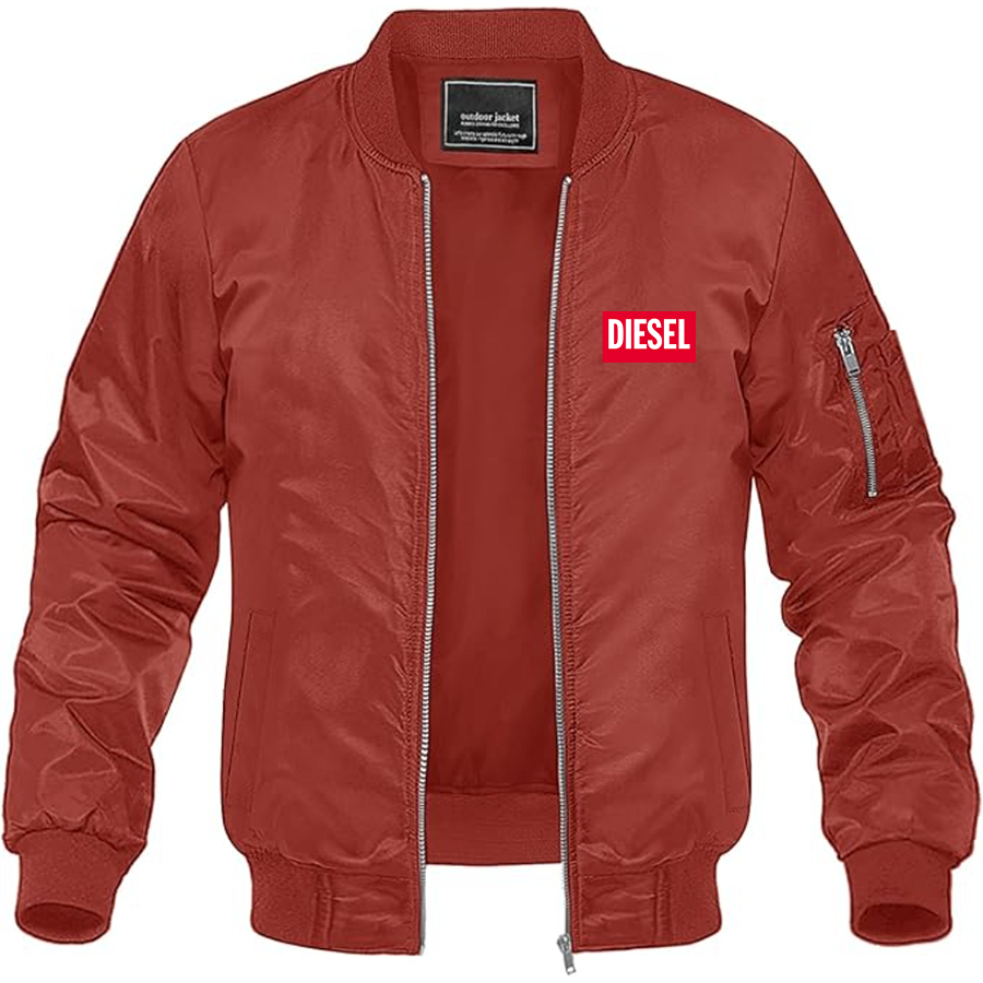 Men's Diesel Logo Lightweight Bomber Jacket Windbreaker Softshell Varsity Jacket Coat