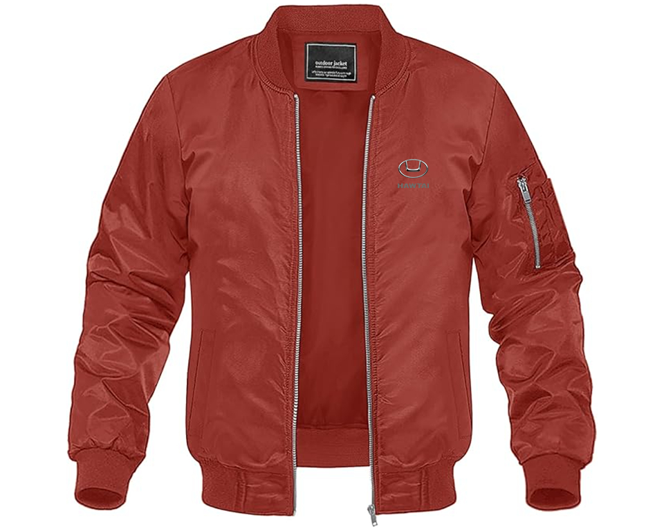 Men's Hawta Logo Lightweight Bomber Jacket Windbreaker Softshell Varsity Jacket Coat