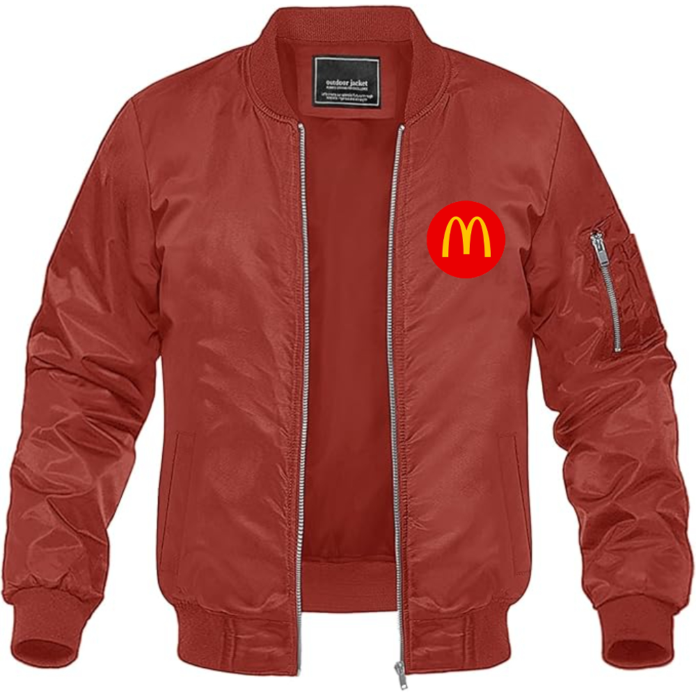Men's McDonalds  Logo Lightweight Bomber Jacket Windbreaker Softshell Varsity Jacket Coat