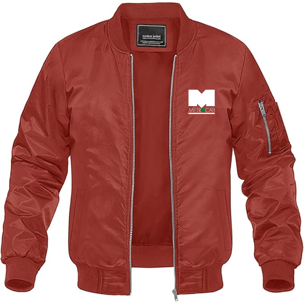 Men's Metrocab Logo Lightweight Bomber Jacket Windbreaker Softshell Varsity Jacket Coat