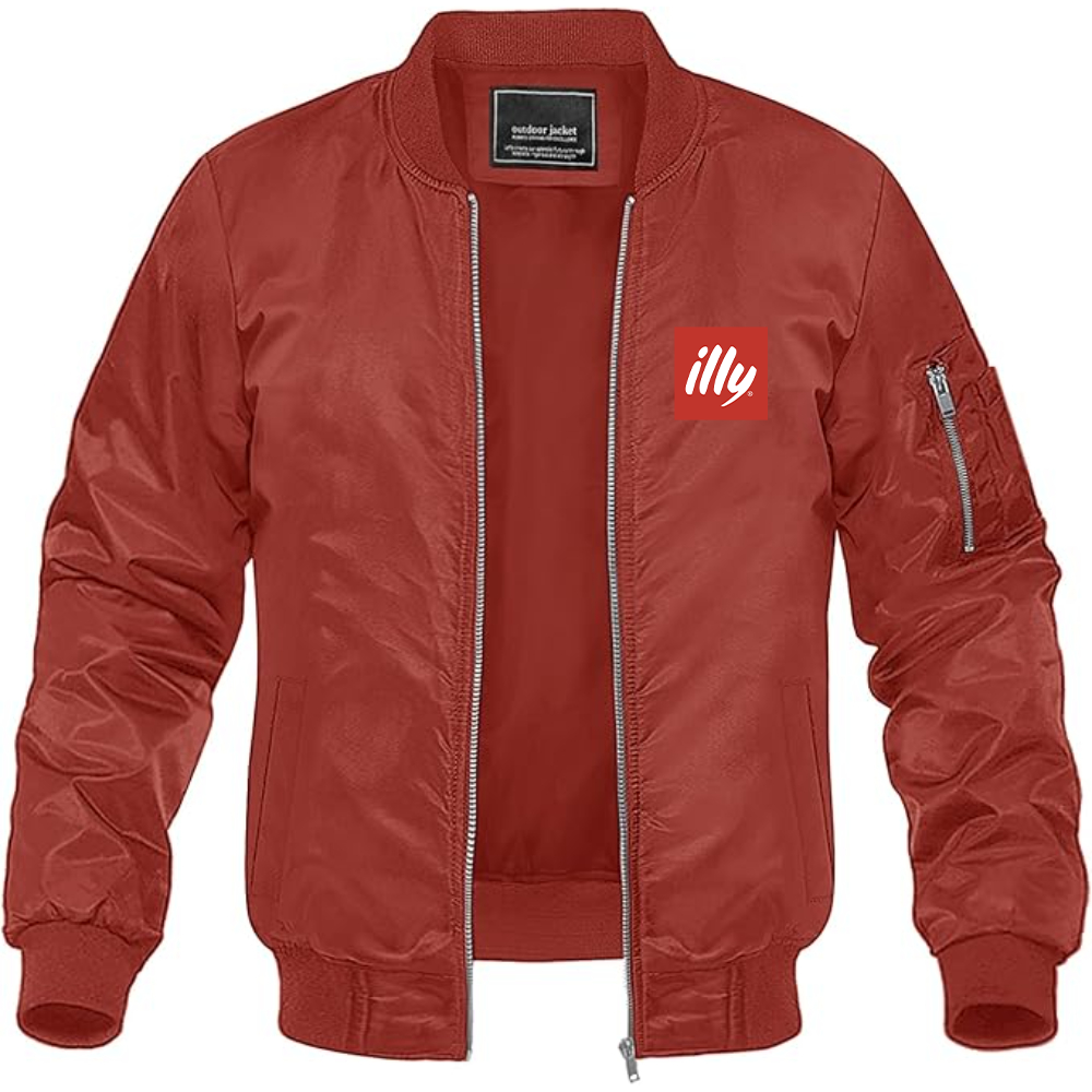 Men's Illy Logo Lightweight Bomber Jacket Windbreaker Softshell Varsity Jacket Coat
