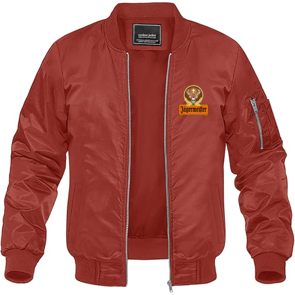 Men's Jagermeister Logo Lightweight Bomber Jacket Windbreaker Softshell Varsity Jacket Coat