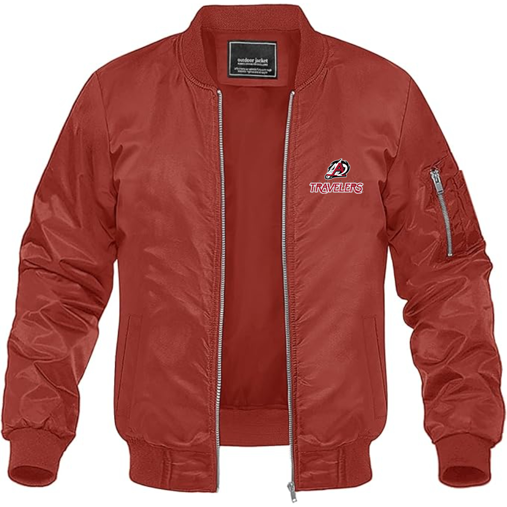 Men's Arkansas Travelers Logo Lightweight Bomber Jacket Windbreaker Softshell Varsity Jacket Coat