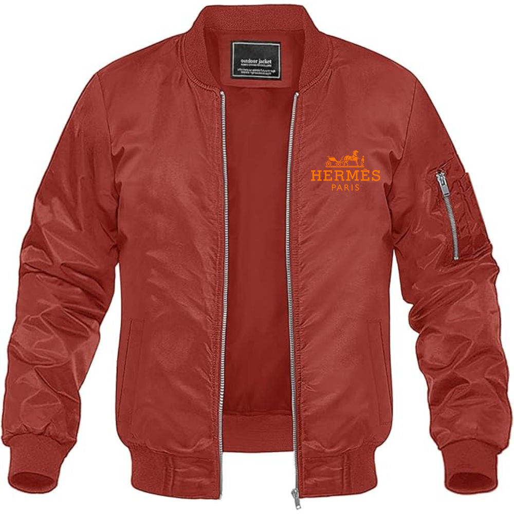 Men's Hermès Logo Lightweight Bomber Jacket Windbreaker Softshell Varsity Jacket Coat