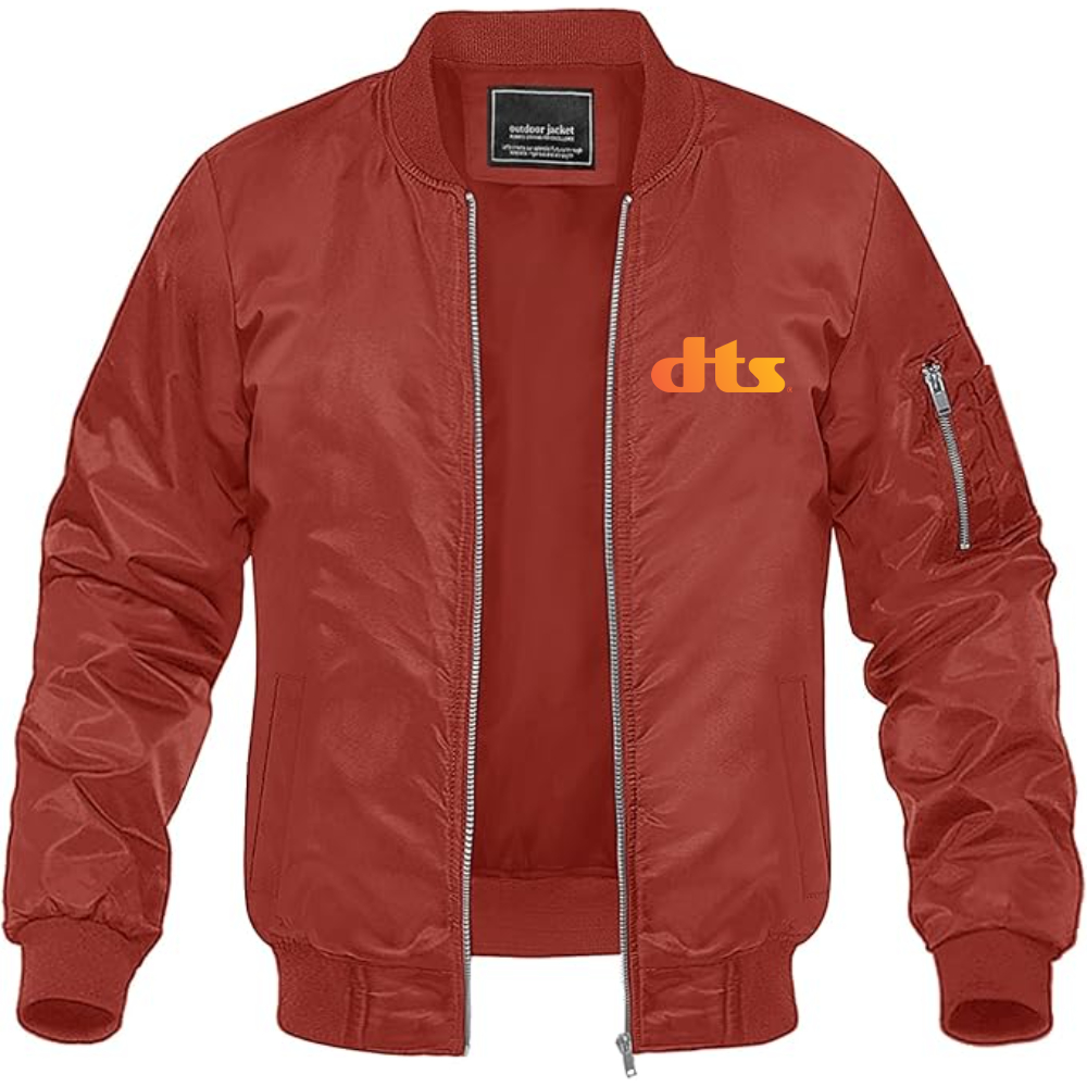 Men's DTS Logo Lightweight Bomber Jacket Windbreaker Softshell Varsity Jacket Coat