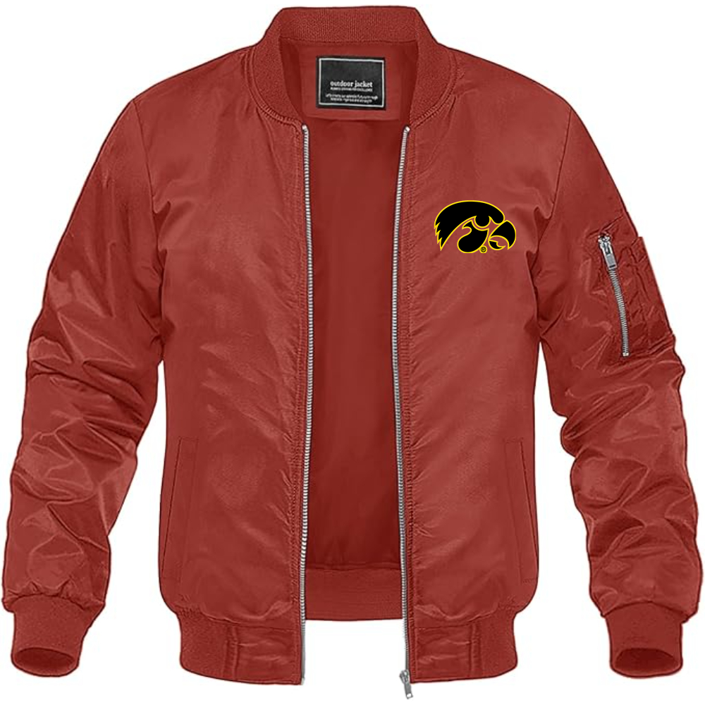 Men's Lowa Hawkeyes Logo Lightweight Bomber Jacket Windbreaker Softshell Varsity Jacket Coat