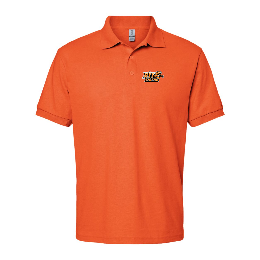 Men's RIT Tigers Logo Gildan Dry Blend Jersey Polo
