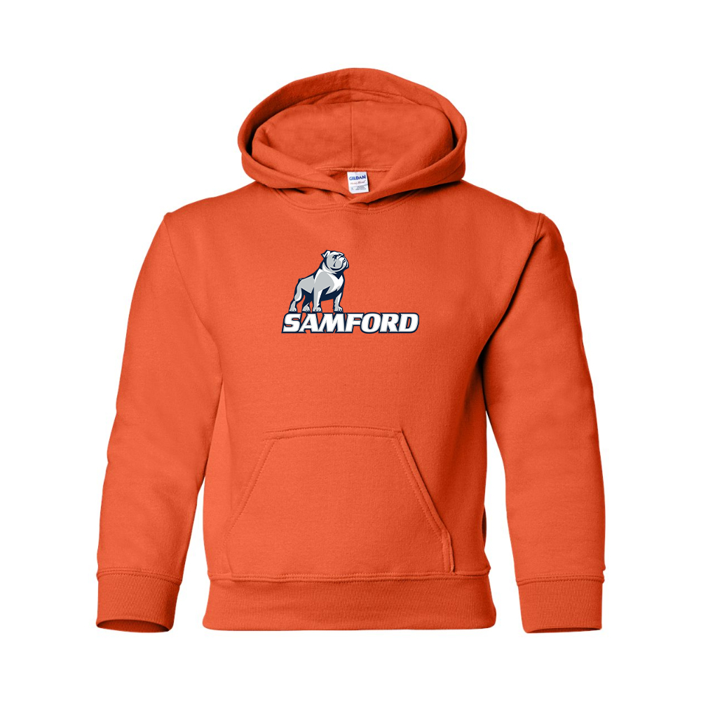 Youth Samford Bulldogs Logo Gildan Heavy Blend  Hooded Sweatshirt
