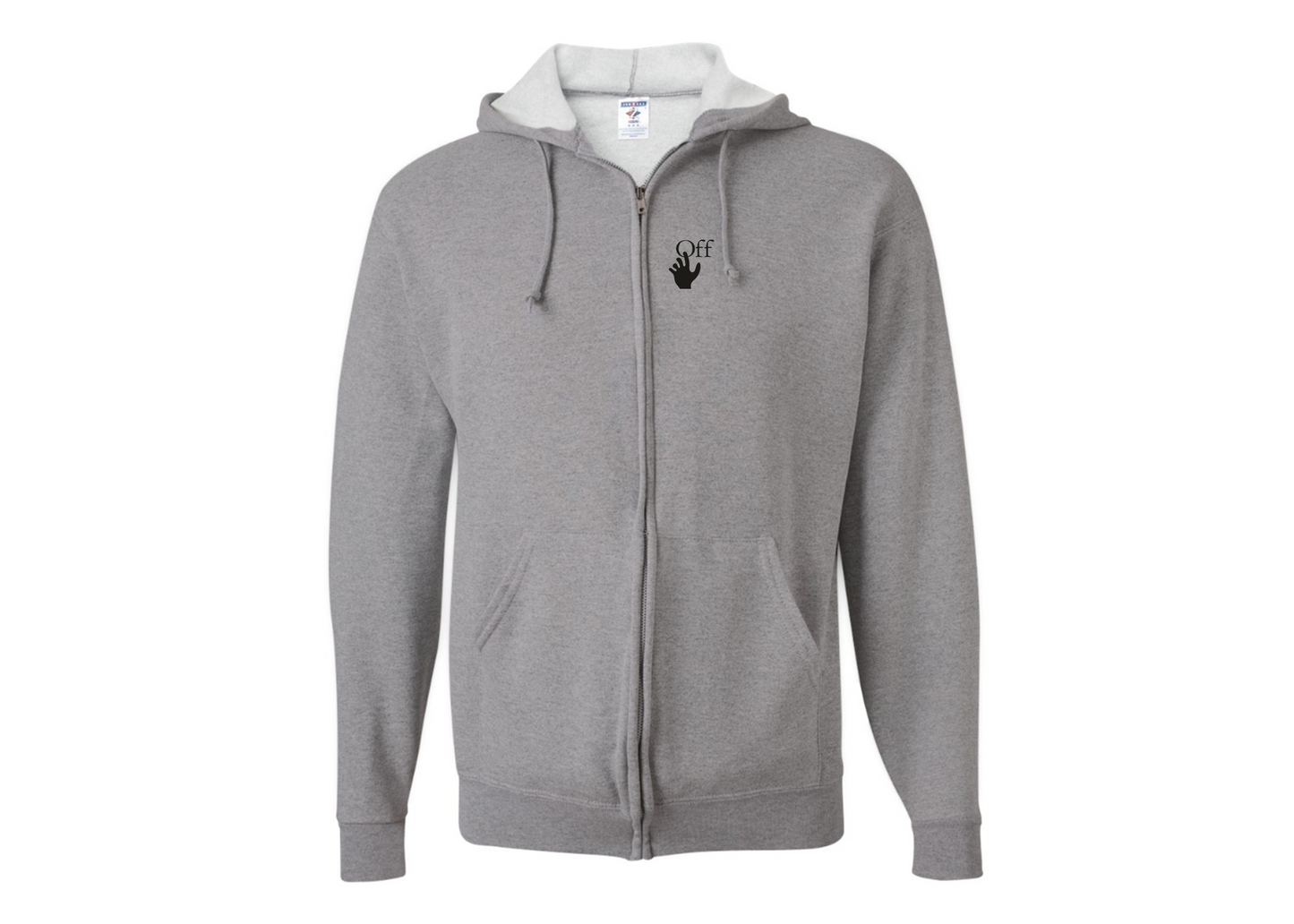 Men's Off-White Hand JERZEES NuBlend Full-Zip Hooded Sweatshirt