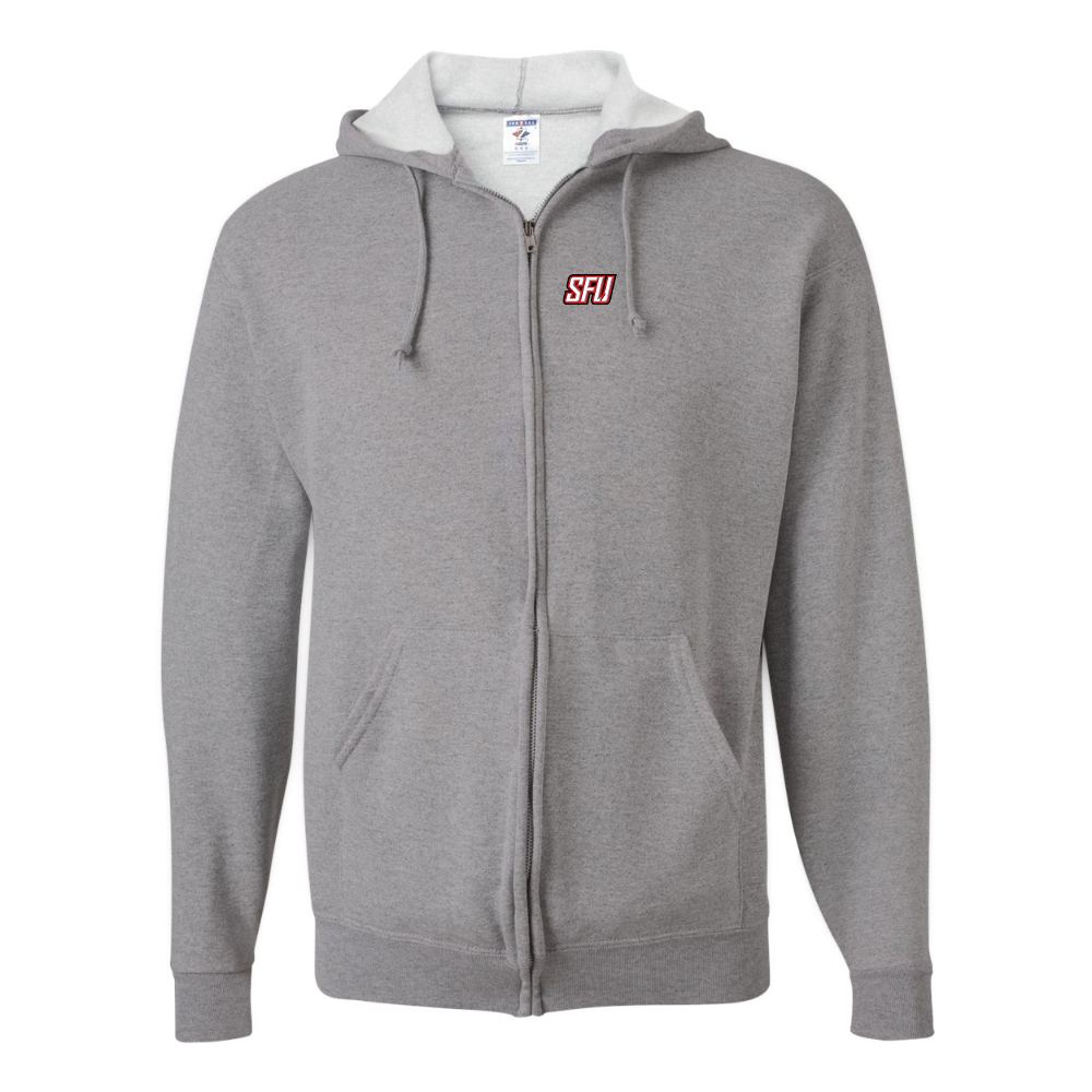 Men's Saint Francis Red Flash Logo JERZEES NuBlend Full-Zip Hooded Sweatshirt