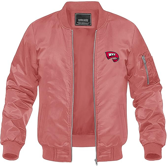 Men's Western Kentucky Hilltoppers Logo Lightweight Bomber Jacket Windbreaker Softshell Varsity Jacket Coat