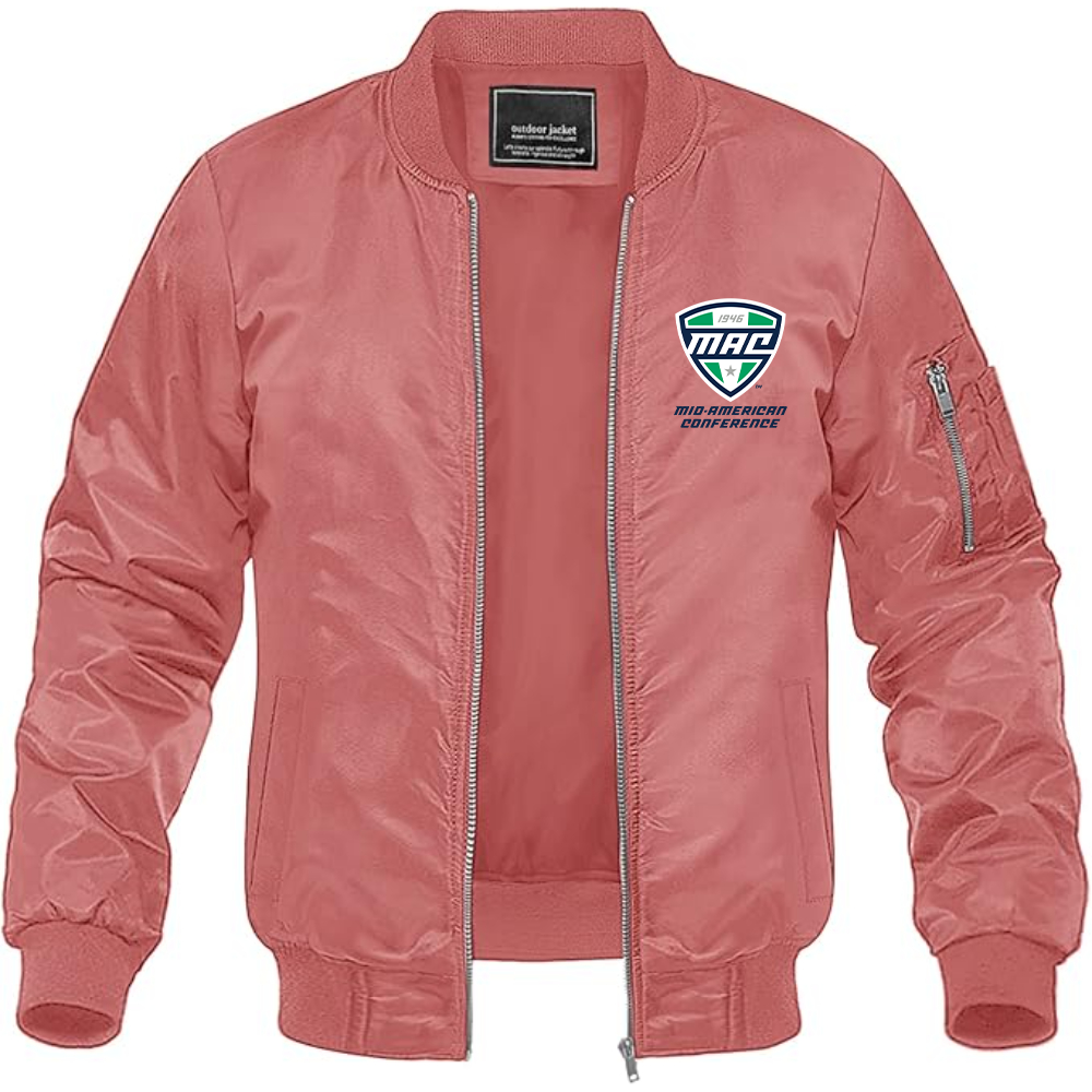 Men's Mid American Conference Logo Lightweight Bomber Jacket Windbreaker Softshell Varsity Jacket Coat