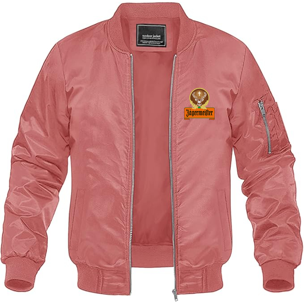Men's Jagermeister Logo Lightweight Bomber Jacket Windbreaker Softshell Varsity Jacket Coat