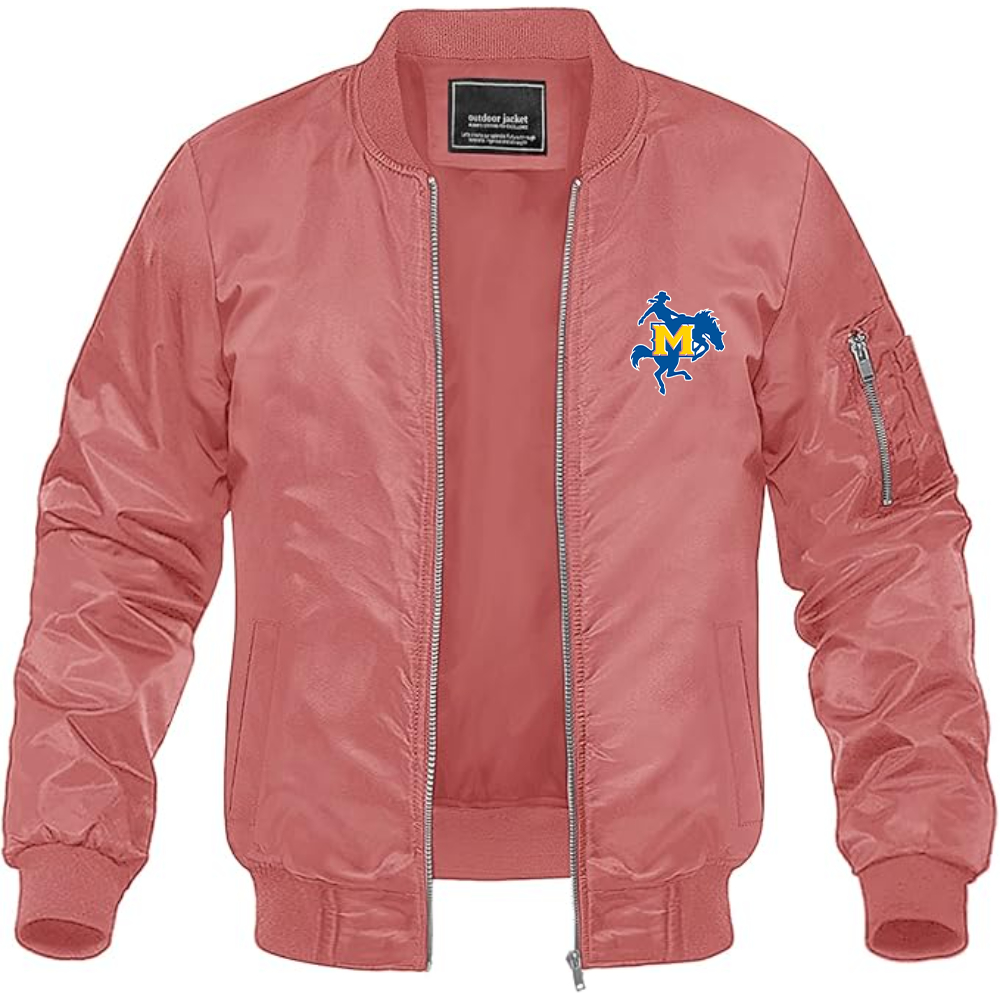Men's McNeese State Cowboys Logo Lightweight Bomber Jacket Windbreaker Softshell Varsity Jacket Coat