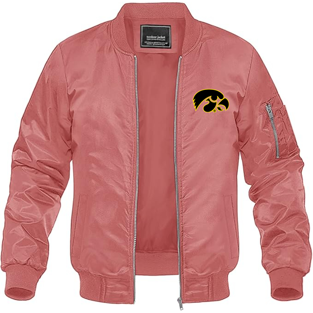 Men's Lowa Hawkeyes Logo Lightweight Bomber Jacket Windbreaker Softshell Varsity Jacket Coat