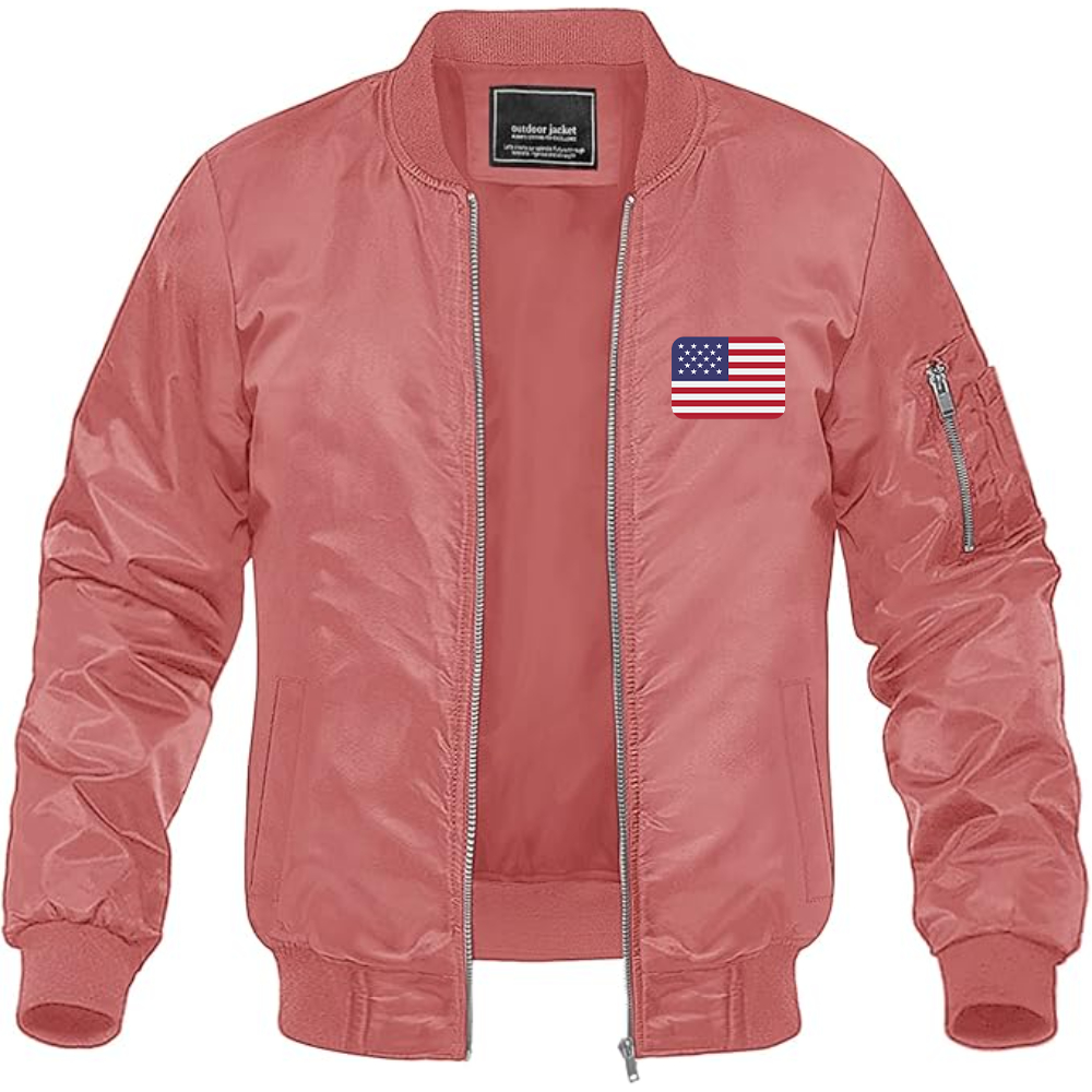 Men's American-Flag-Emoji Lightweight Bomber Jacket Windbreaker Softshell Varsity Jacket Coat