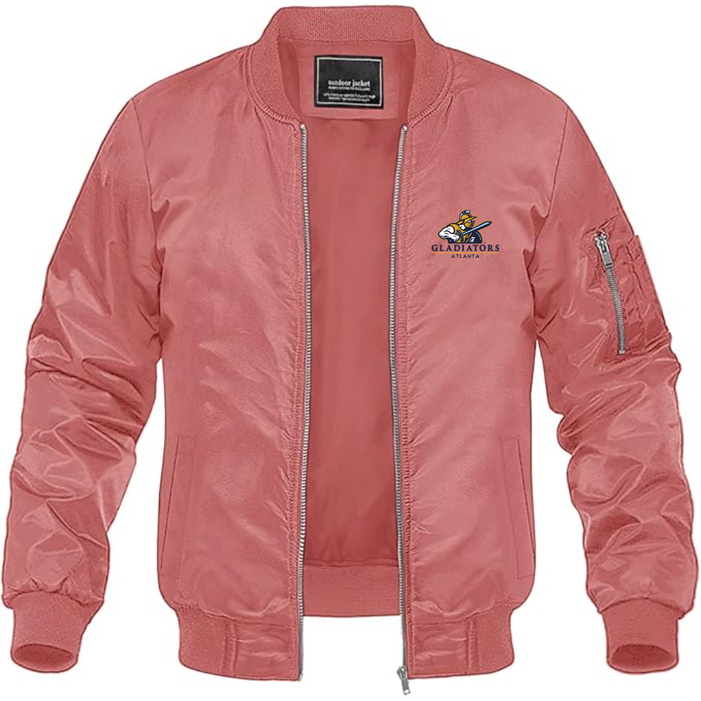 Men's Atlanta Gladiators Logo Lightweight Bomber Jacket Windbreaker Softshell Varsity Jacket Coat