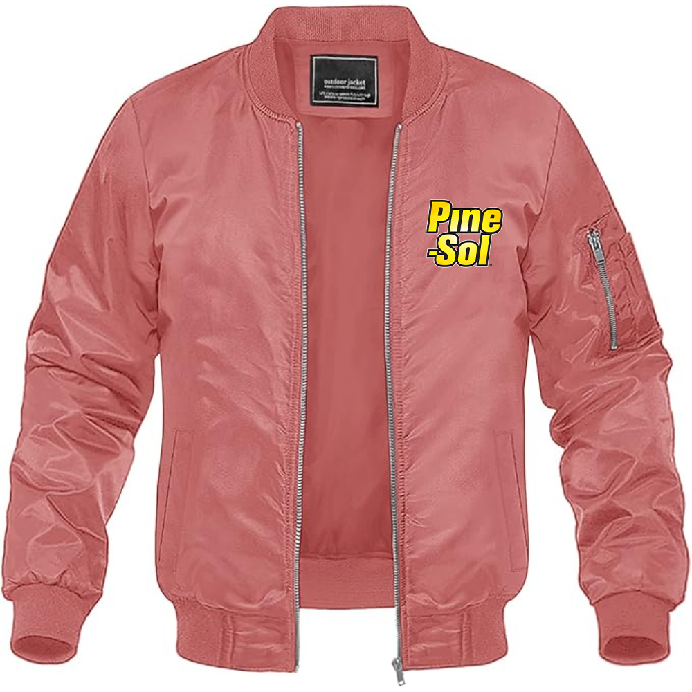 Men's Pine Sol Logo Lightweight Bomber Jacket Windbreaker Softshell Varsity Jacket Coat