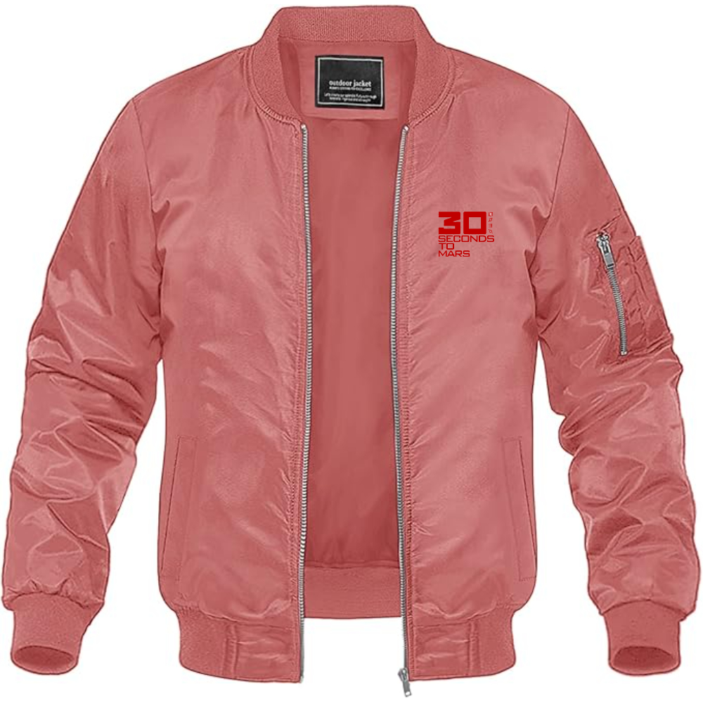 Men's 30 Seconds To Mars Logo Lightweight Bomber Jacket Windbreaker Softshell Varsity Jacket Coat