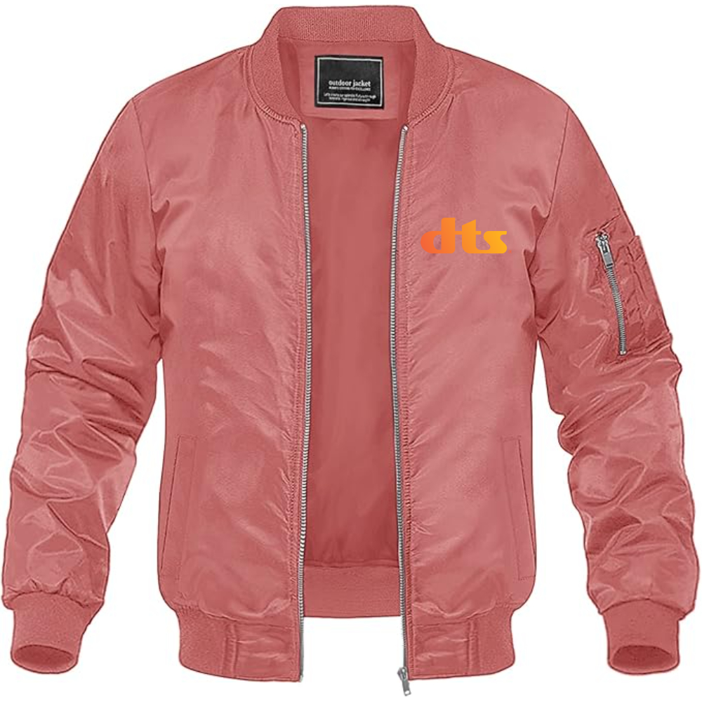 Men's DTS Logo Lightweight Bomber Jacket Windbreaker Softshell Varsity Jacket Coat