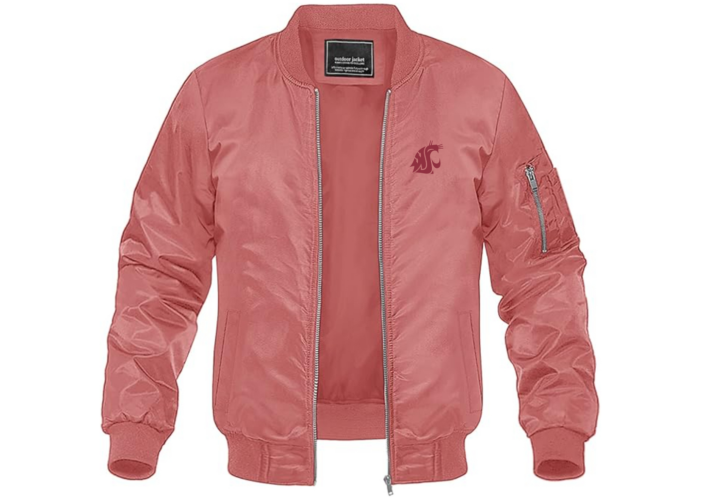 Men's Washington State Cougars Lightweight Bomber Jacket Windbreaker Softshell Varsity Jacket Coat