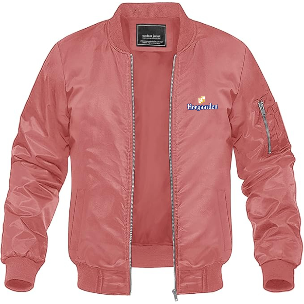 Men's Hoegaarden Logo Lightweight Bomber Jacket Windbreaker Softshell Varsity Jacket Coat
