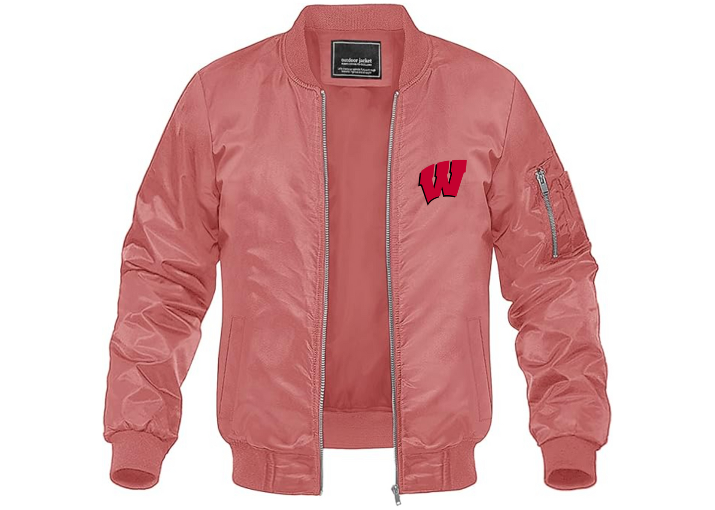 Men's Wisconsin Badgers Lightweight Bomber Jacket Windbreaker Softshell Varsity Jacket Coat