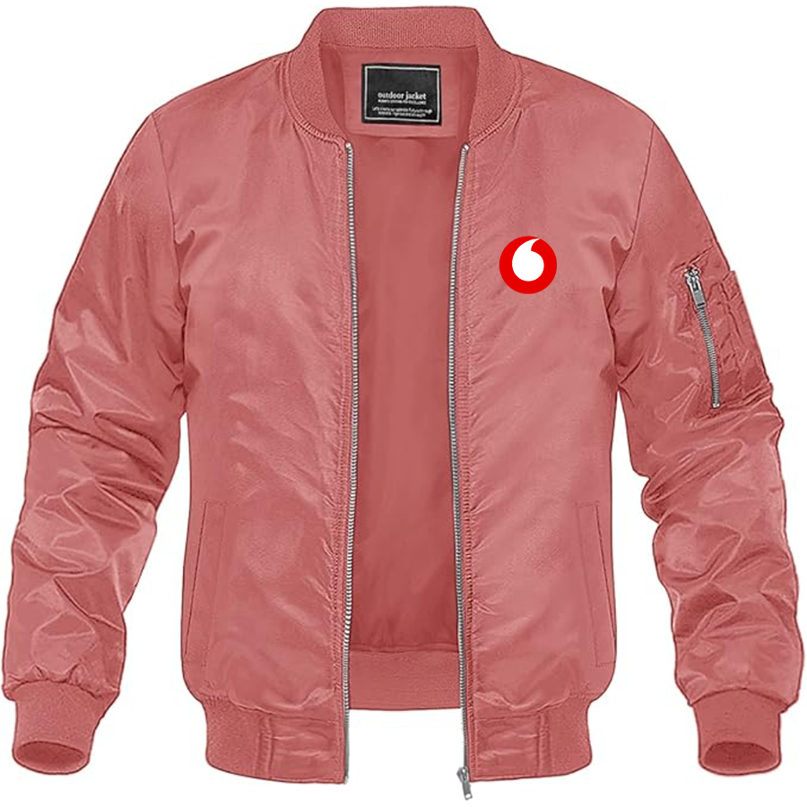 Men's Vodafone Logo Lightweight Bomber Jacket Windbreaker Softshell Varsity Jacket Coat