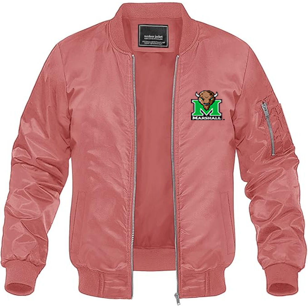 Men's Marshall Thundering Herd Logo Lightweight Bomber Jacket Windbreaker Softshell Varsity Jacket Coat