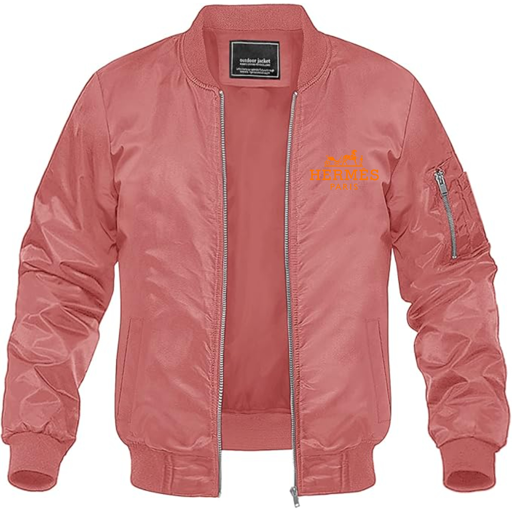 Men's Hermès Logo Lightweight Bomber Jacket Windbreaker Softshell Varsity Jacket Coat