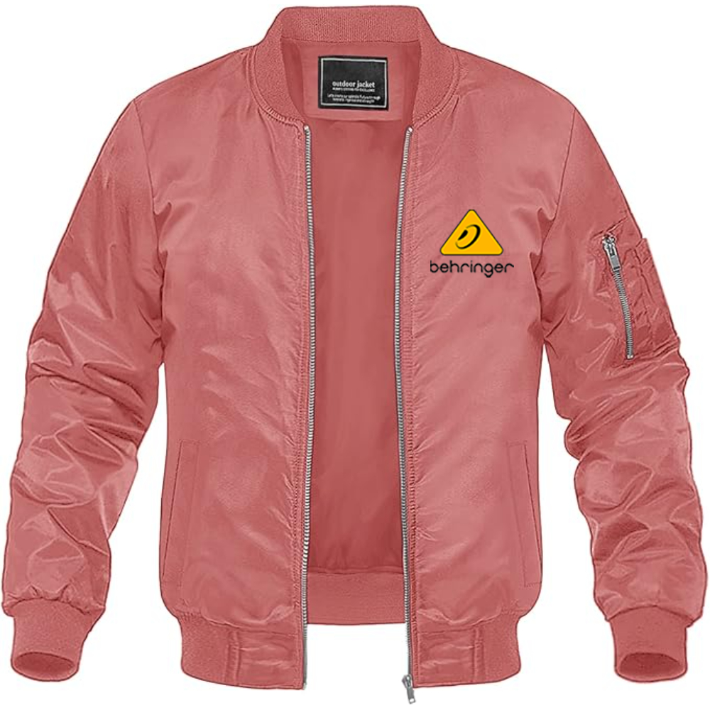 Men's Behringer Logo Lightweight Bomber Jacket Windbreaker Softshell Varsity Jacket Coat