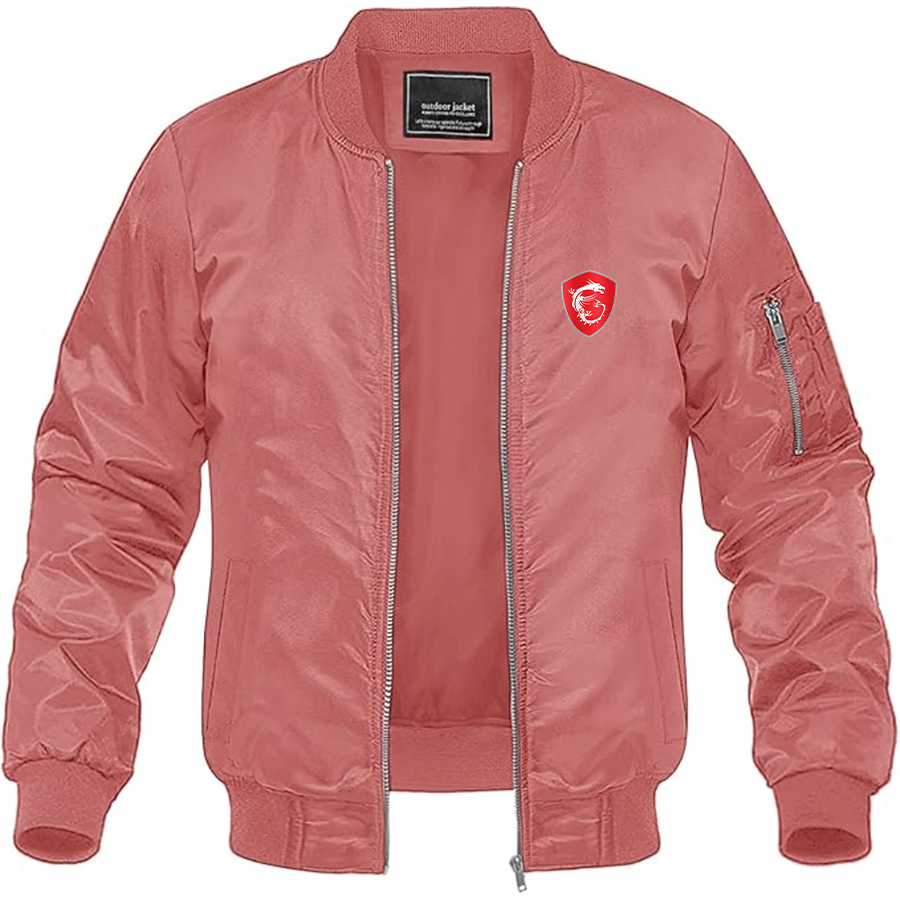 Men's MSI Symbol Logo Lightweight Bomber Jacket Windbreaker Softshell Varsity Jacket Coat