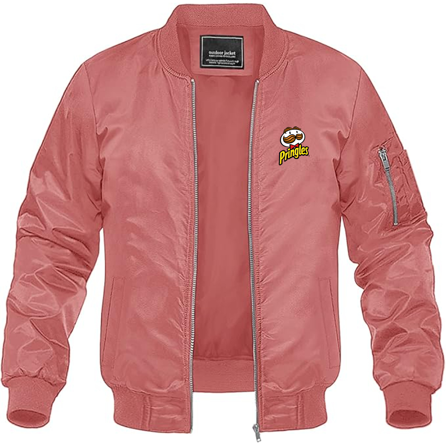 Men's Pringles Logo Lightweight Bomber Jacket Windbreaker Softshell Varsity Jacket Coat