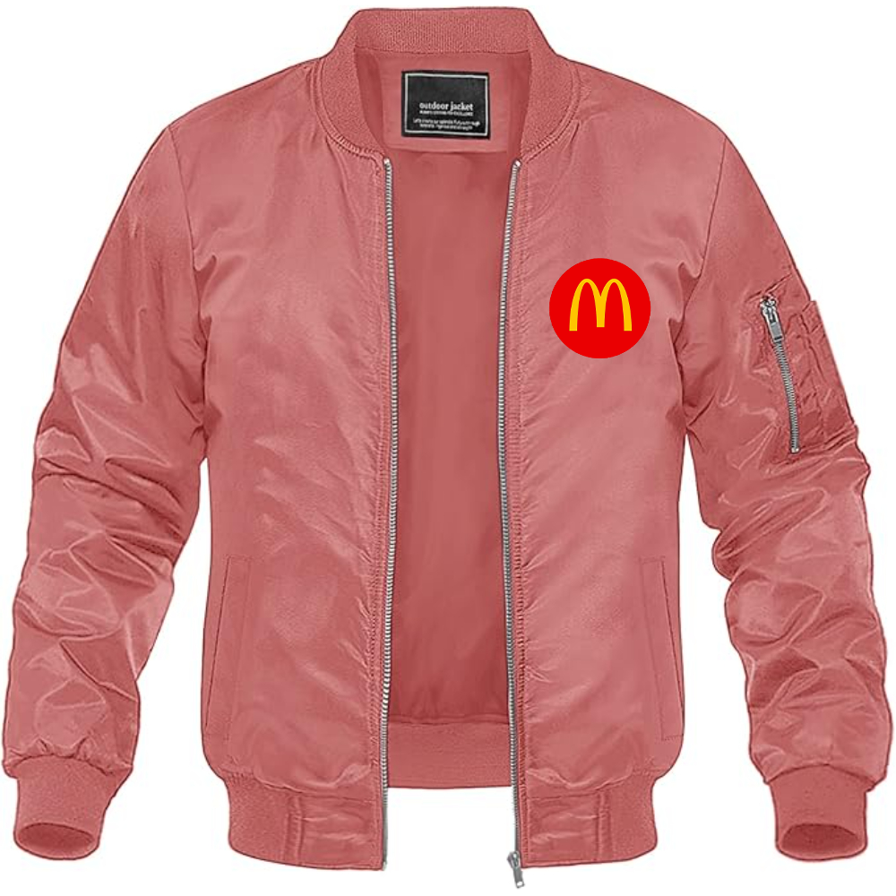 Men's McDonalds  Logo Lightweight Bomber Jacket Windbreaker Softshell Varsity Jacket Coat