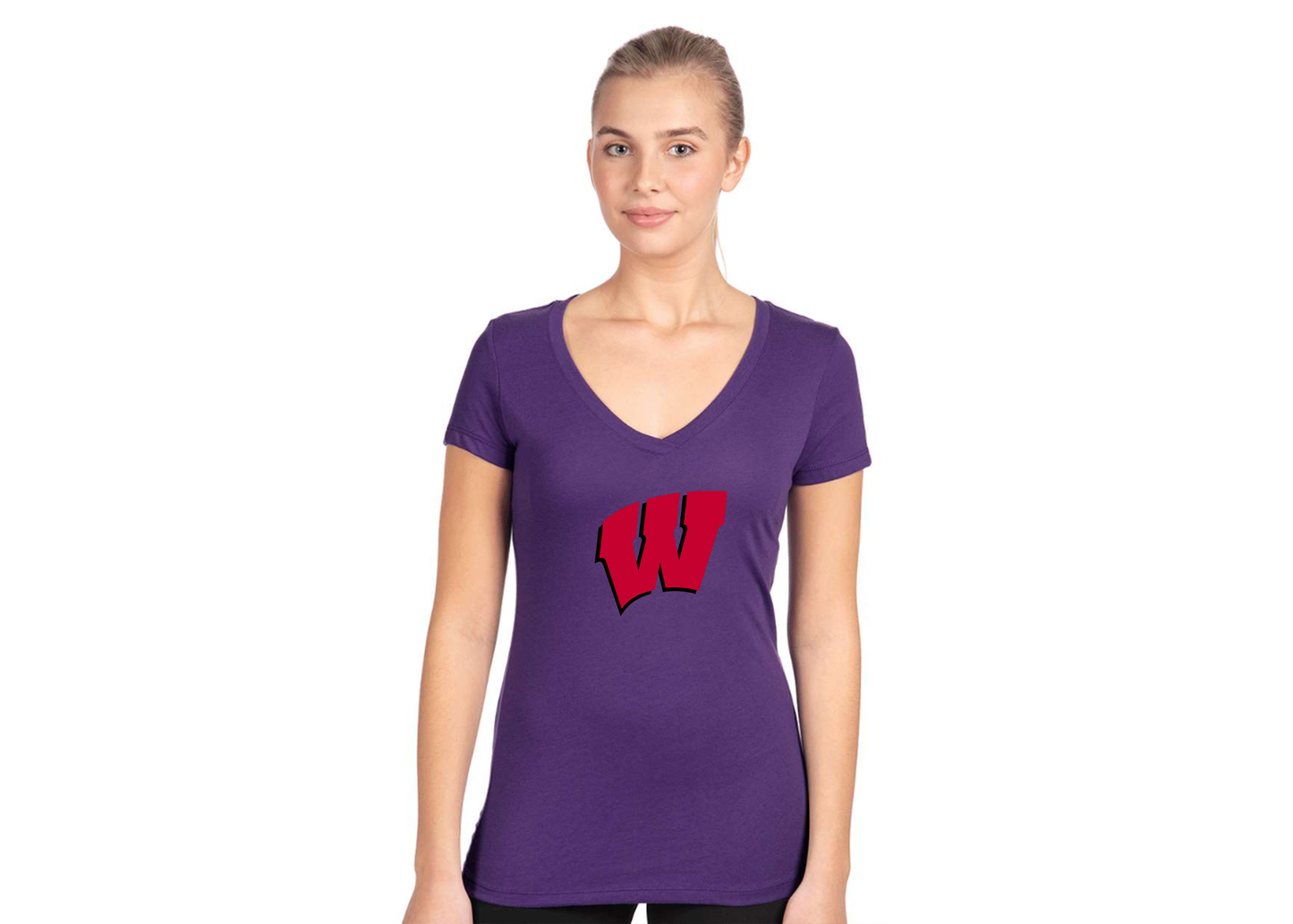 Women's Wisconsin Badgers Next Level V-Neck T-Shirt