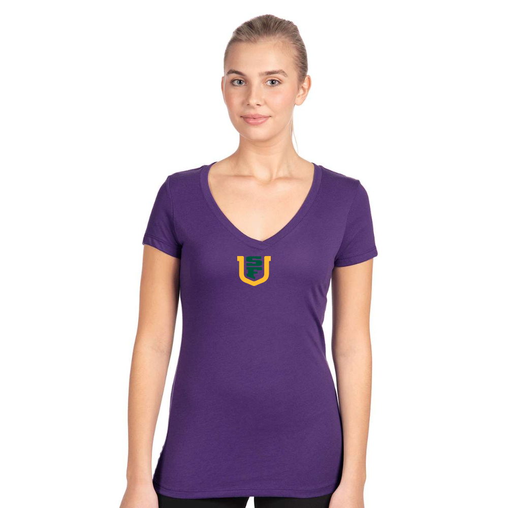 Women's San Francisco Dons Logo  Next Level V-Neck T-Shirt