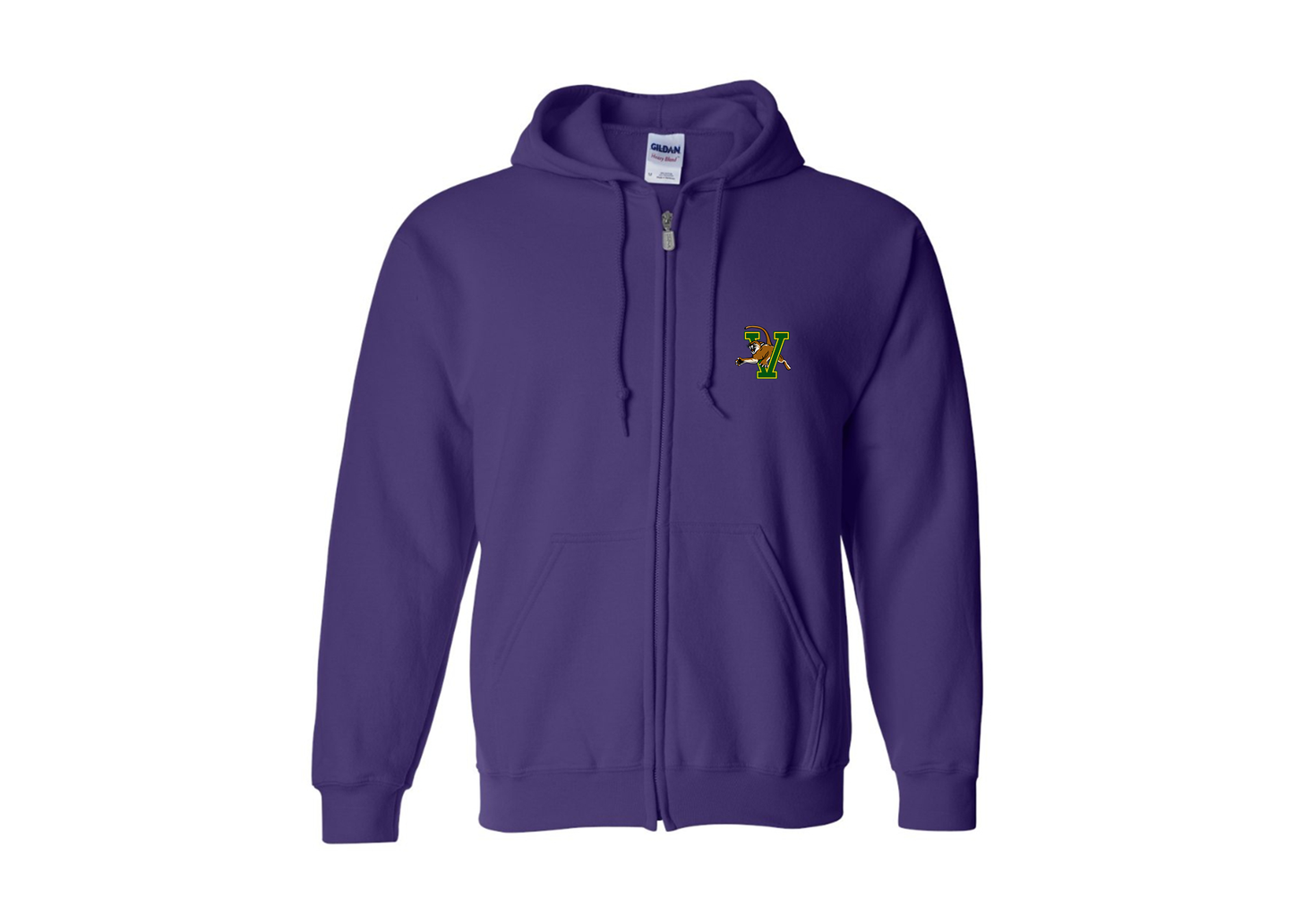 Men's Vermont Catamounts Gildan  Heavy Blend Full Zip Hooded Sweatshirt