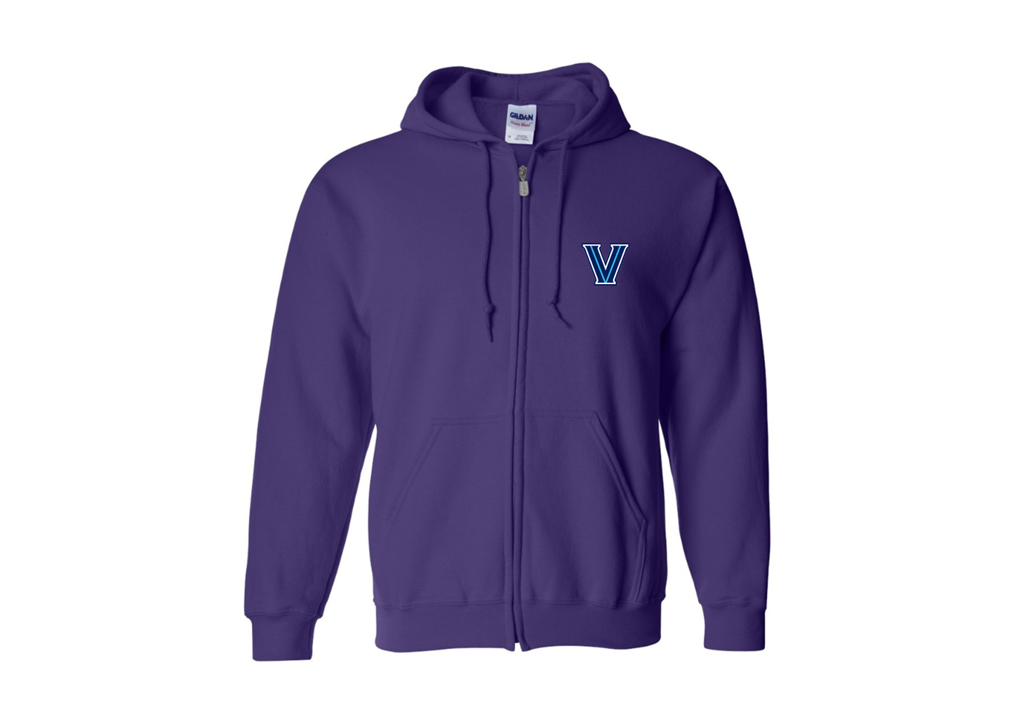 Men's Villanova Wildcats Gildan  Heavy Blend Full Zip Hooded Sweatshirt