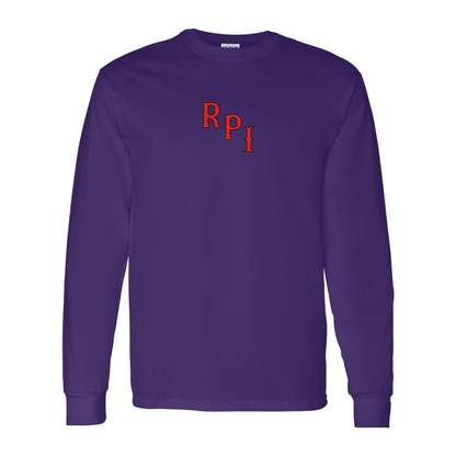 Men's RPI Engineers Logo Gildan Heavy Cotton Long Sleeve T-Shirt