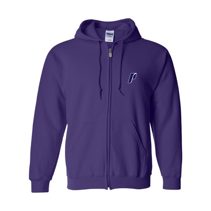 Men's Portland Pilots Logo Gildan  Heavy Blend Full Zip Hooded Sweatshirt