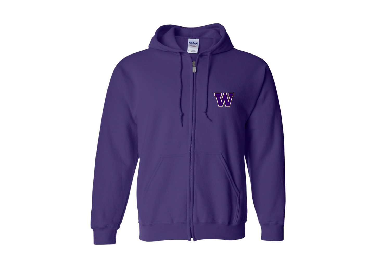 Men's Washington Huskies Gildan  Heavy Blend Full Zip Hooded Sweatshirt