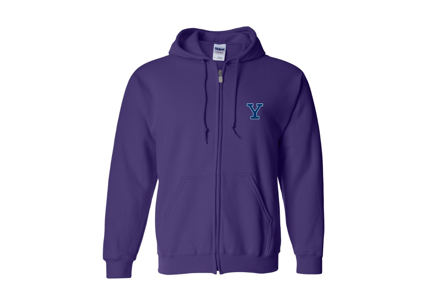 Men's Yale Bulldogs Gildan  Heavy Blend Full Zip Hooded Sweatshirt