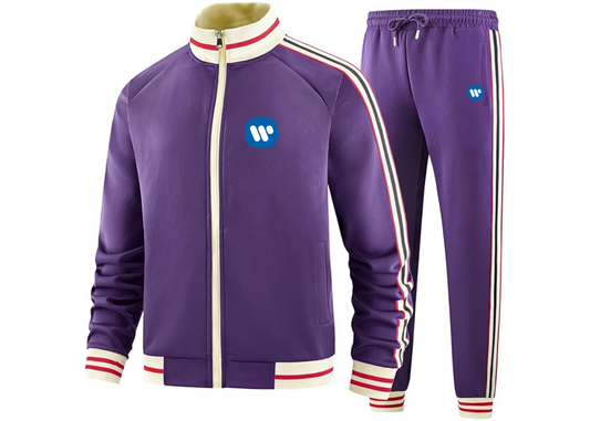 Men's WMG Tracksuit with Bold Striped Accents and Zippered Front Athletic Wear