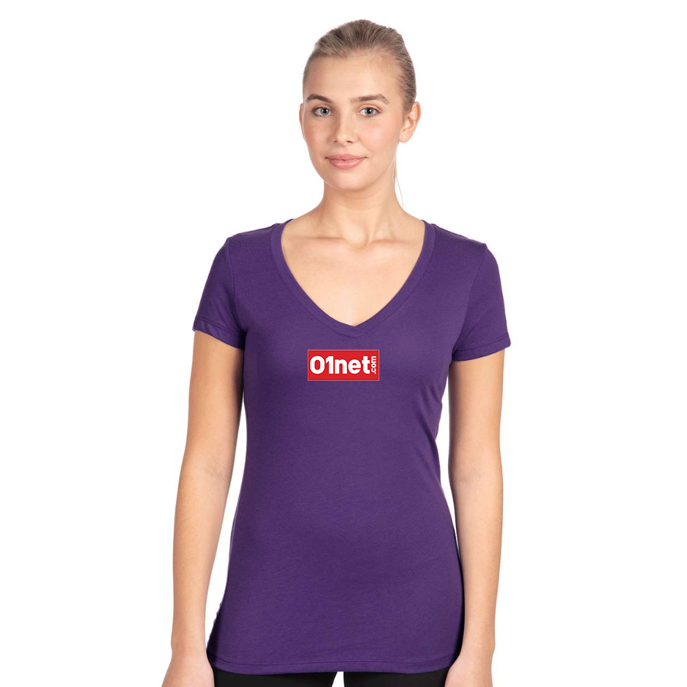 Women's 01net Logo  Next Level V-Neck T-Shirt